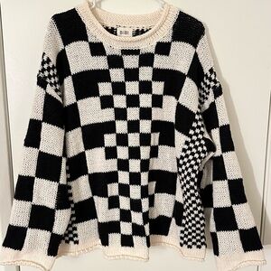Checkered Knit Sweater